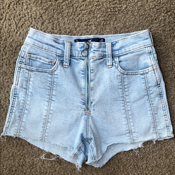 Hollister High Waist Blue Denim Shorts - Picture 1 of 6